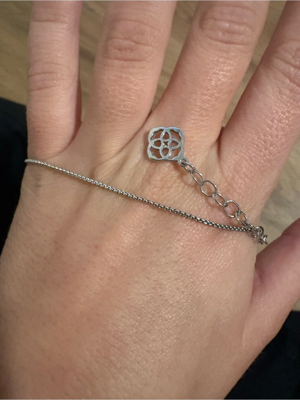 Kendra Scott Silver Necklace with Light Blue Opal Flower Pendant - Picture 5 of 5
